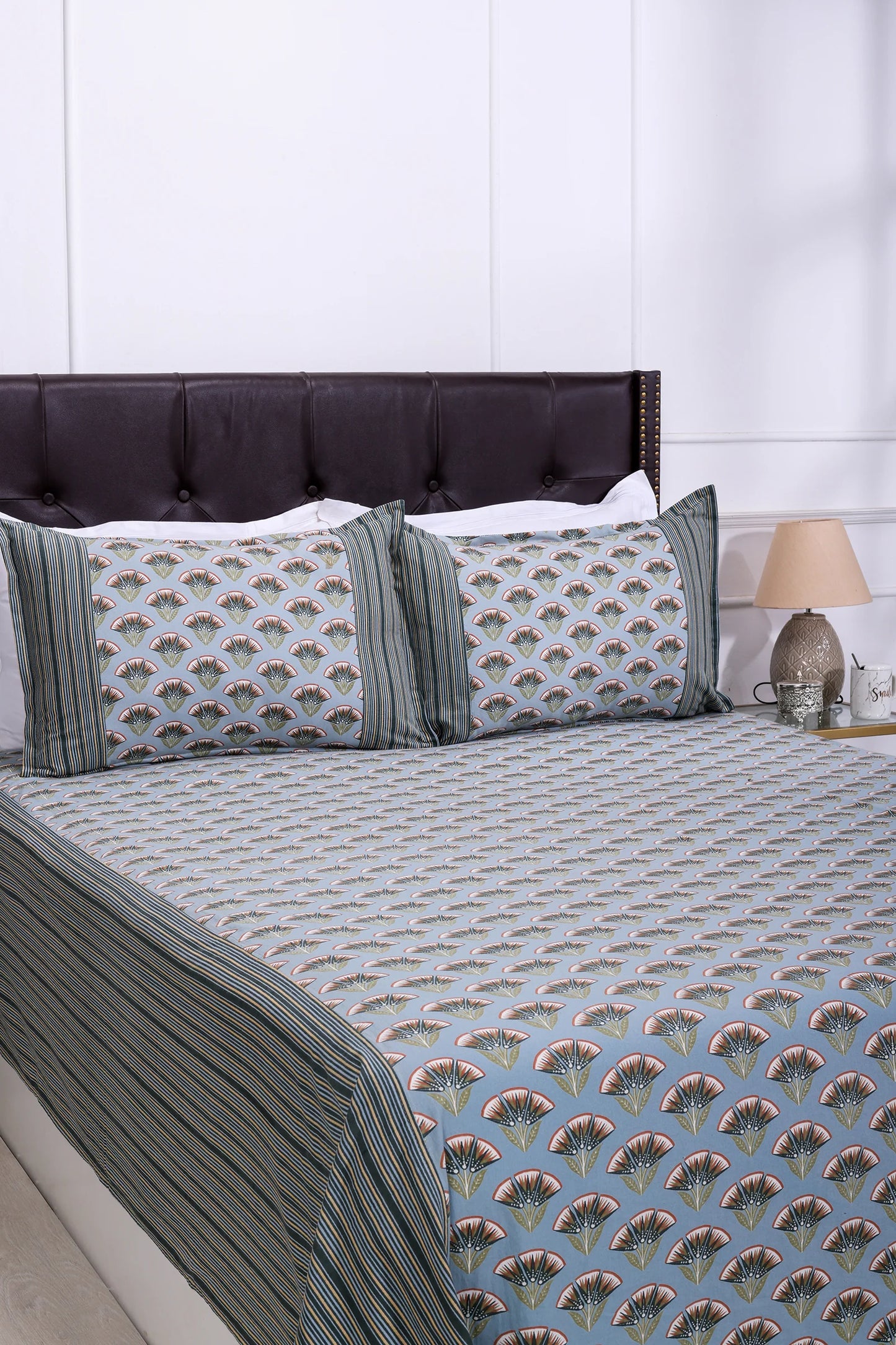 Block Printed Bedsheet Flora0102 90 x 108inch - grahsajja