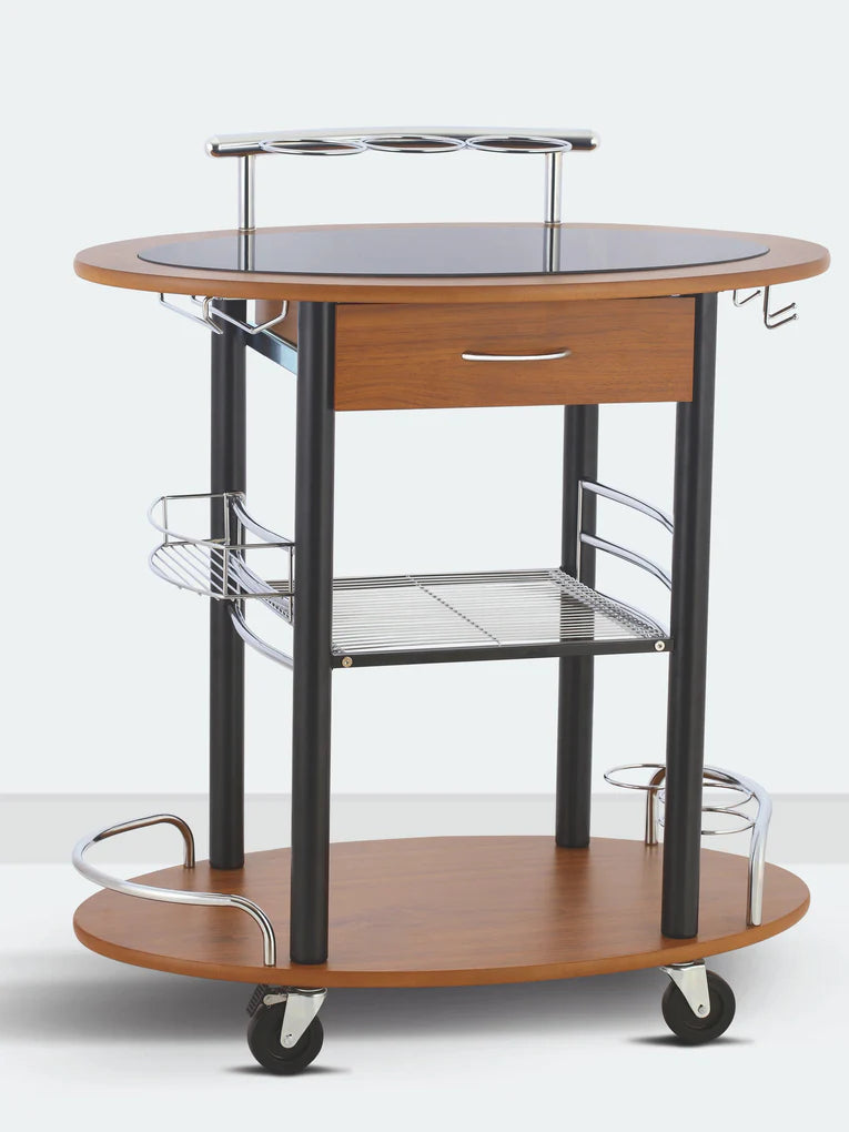 Wooden Trolley With Metal Frame - grahsajja