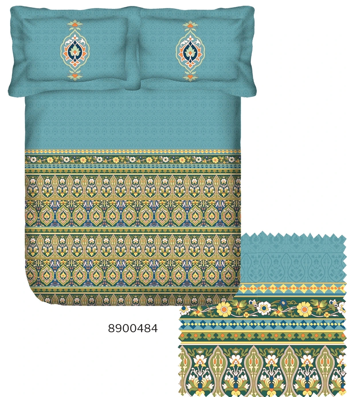 Portico New York Shalimaar 250 TC 100% Cotton Health Pro Printed Super King Bedsheet with 2 Pillow Cover SS2025