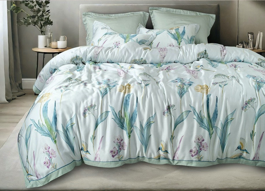 Spread Spain Made From Green 550 TC Cotton & Bamboo Bedsheets | Summer Bed Sheet