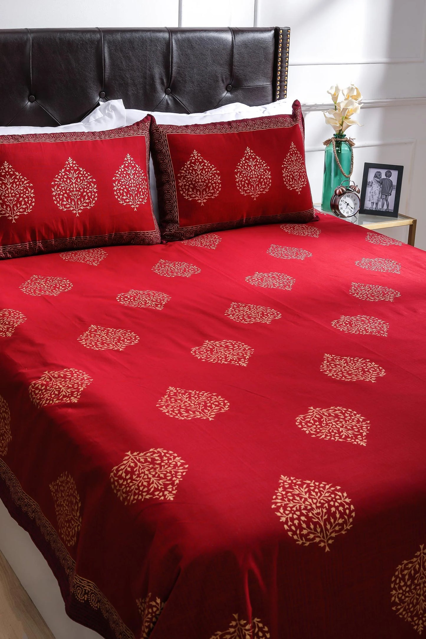 Block Printed Bedsheet Paan Print 90 x 108inch - grahsajja