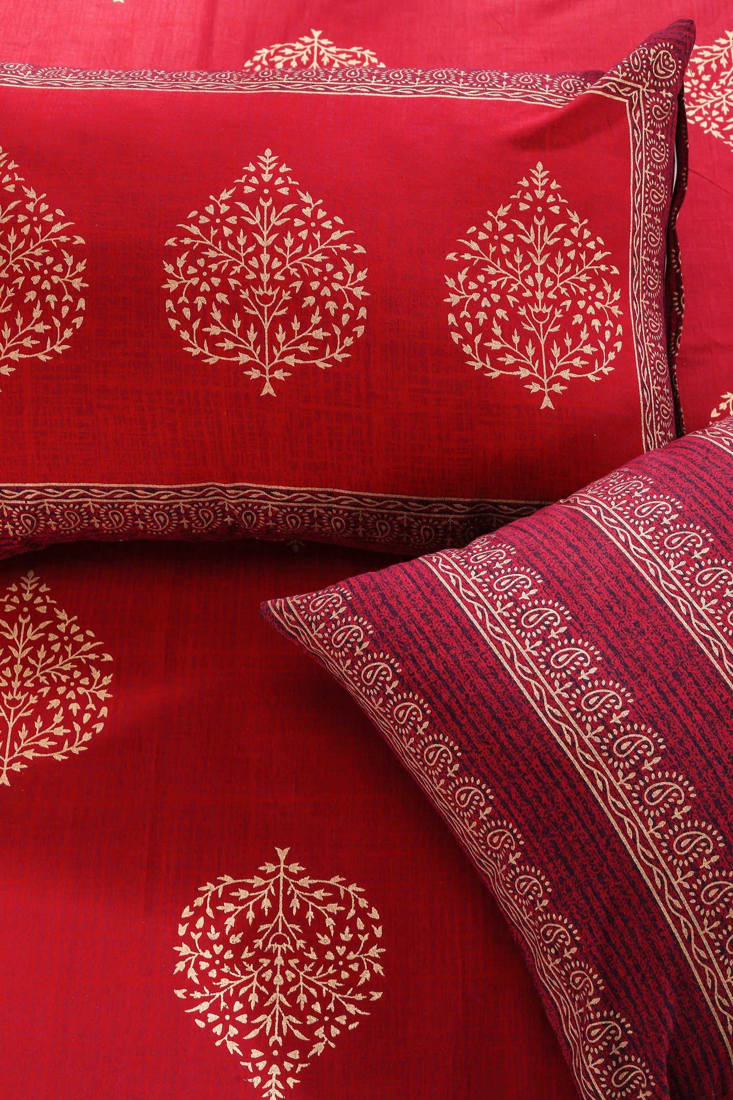 Block Printed Bedsheet Paan Print 90 x 108inch - grahsajja