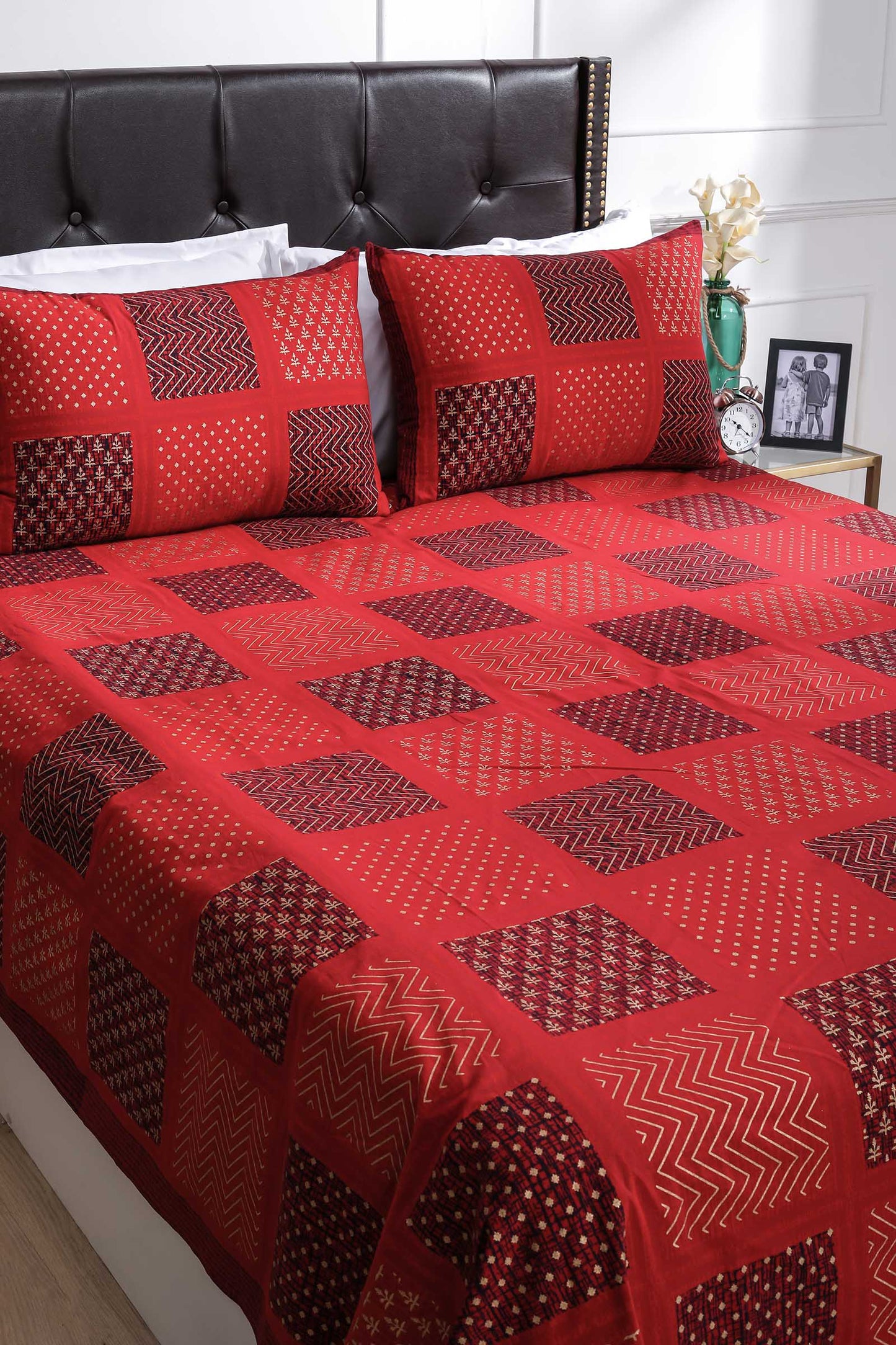 Block Printed Bedsheet Patch Print 90 x 108inch - grahsajja