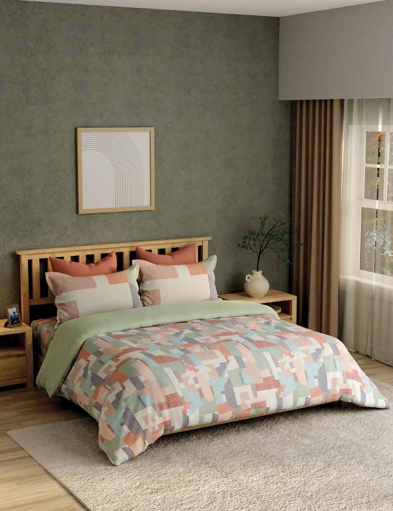 Portico New York Cadence 250 TC 100% Cotton Health Pro Printed Super King Bedsheet with 2 Pillow Cover