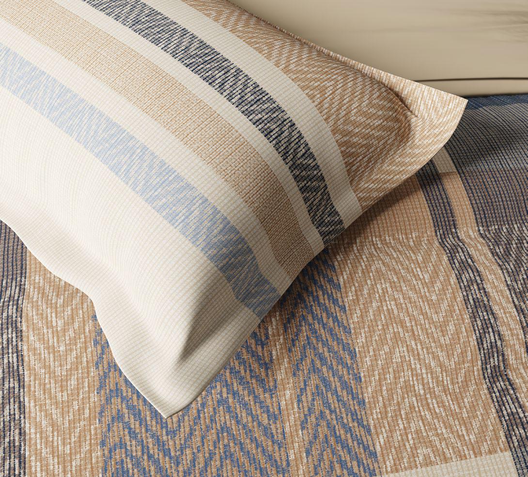 Ddecor Live Beautiful King Size Bedsheet with 4Pc Pillow Covers SLEEK CHECKS | RIVERSIDE BLUE - grahsajja