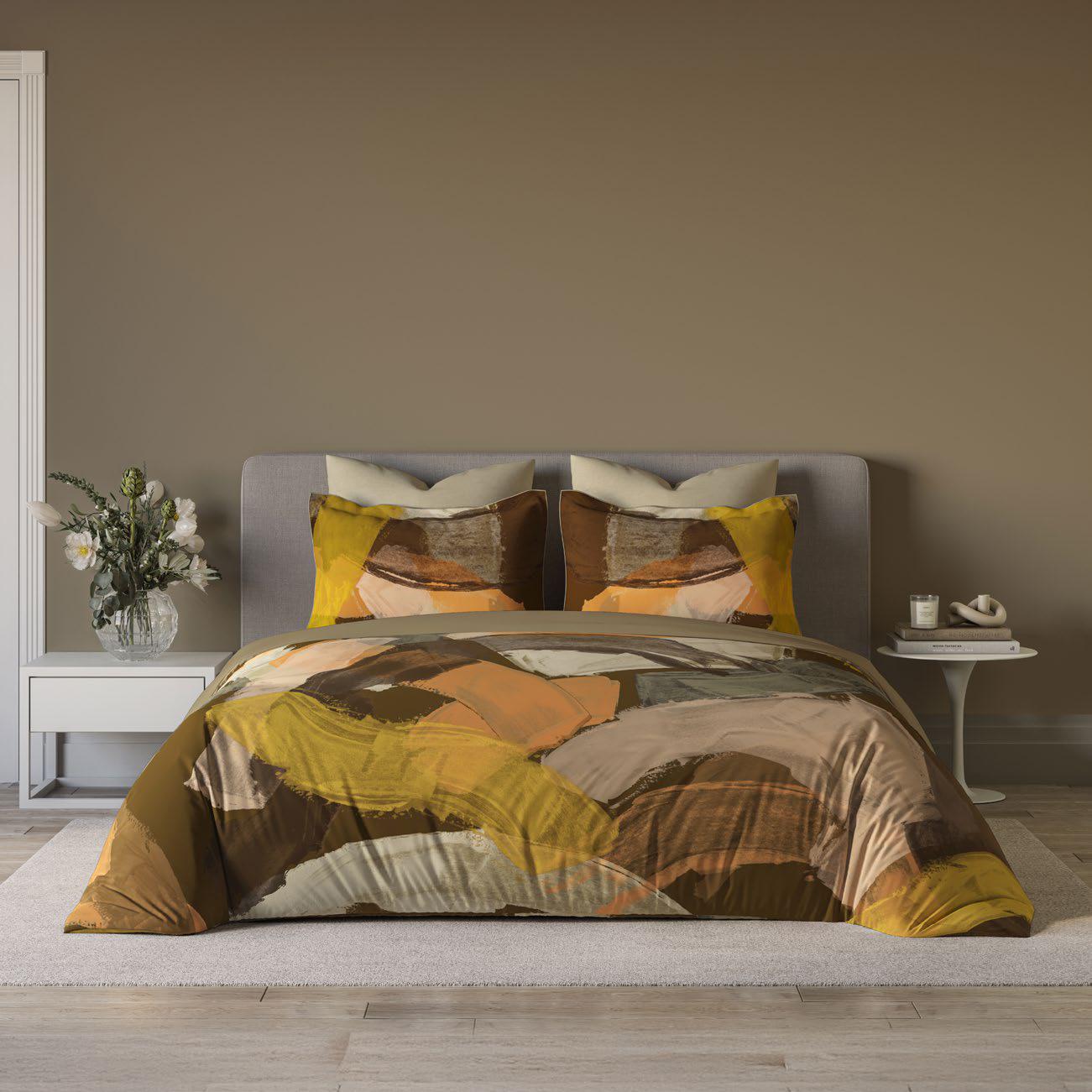 Ddecor Live Beautiful King Size Bedsheet with 4Pc Pillow Covers MODERNIST | GOLDEN BROWN - grahsajja