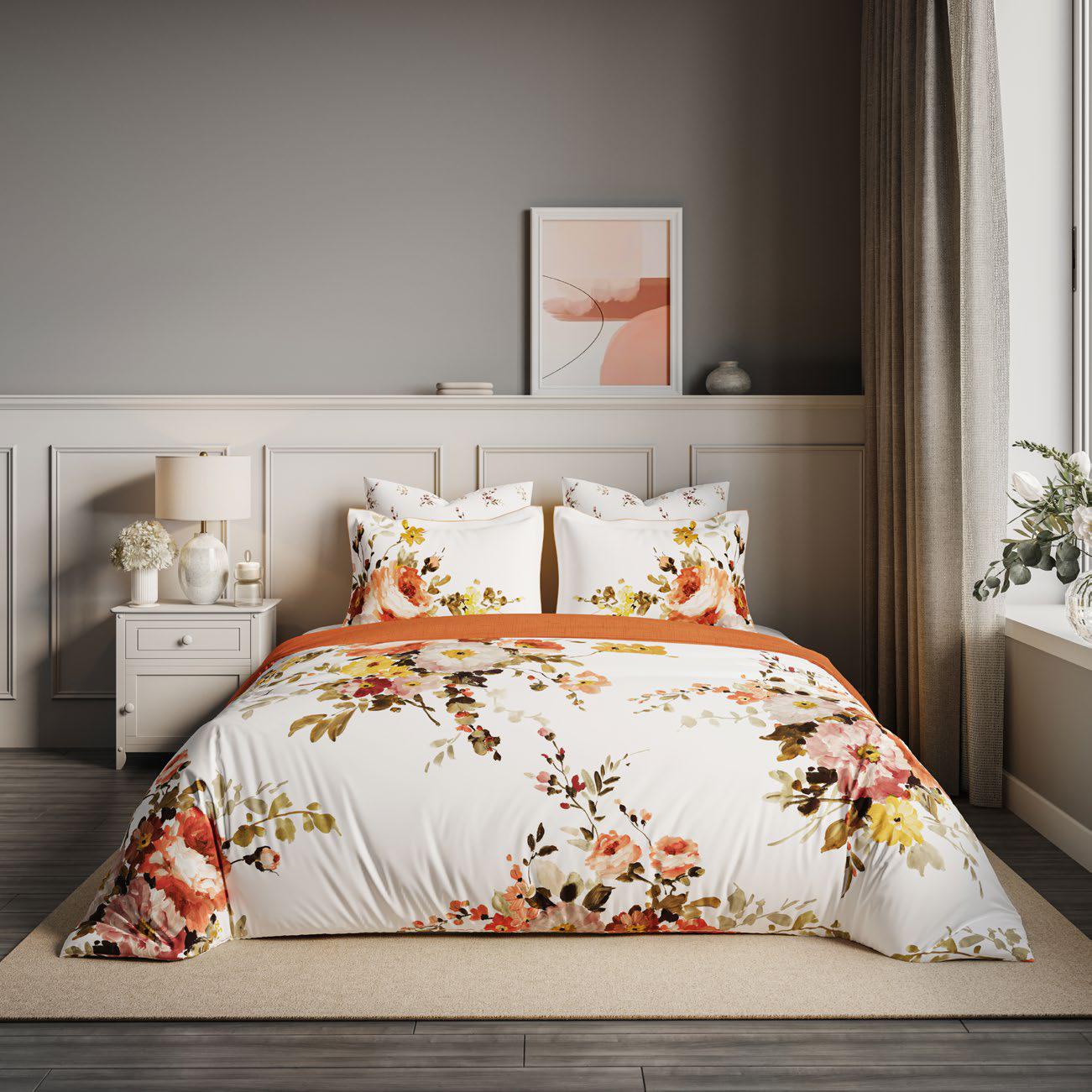 Ddecor Live Beautiful King Size Bedsheet with 4Pc Pillow Covers GOLDEN ROSE | RUSSET ORANGE - grahsajja