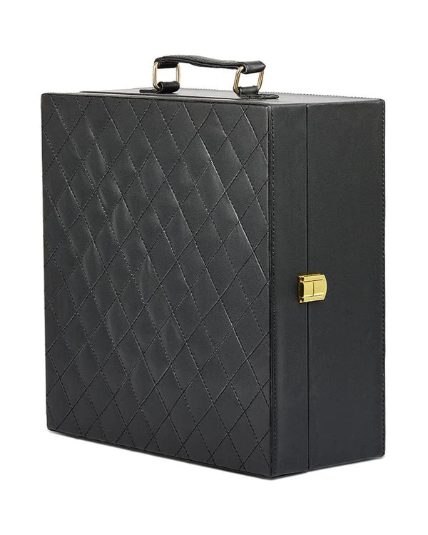 6 Glass Portable bar Set, Quilted Black