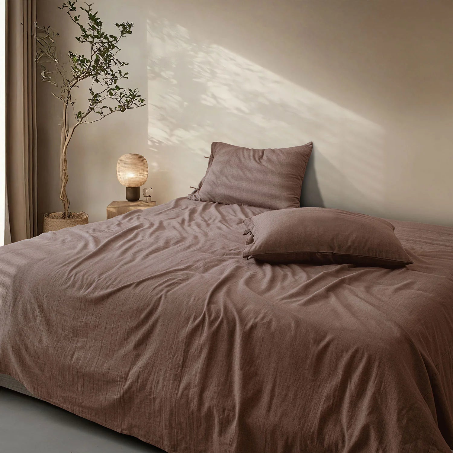 LINEN COTTON BEDSHEETS - EVERYDAY SOFTNESS CHOCO
