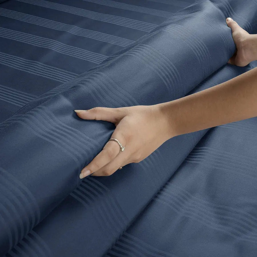 Spread Spain 450 TC Premium Cotton Barcode Bedding A Blue - grahsajja