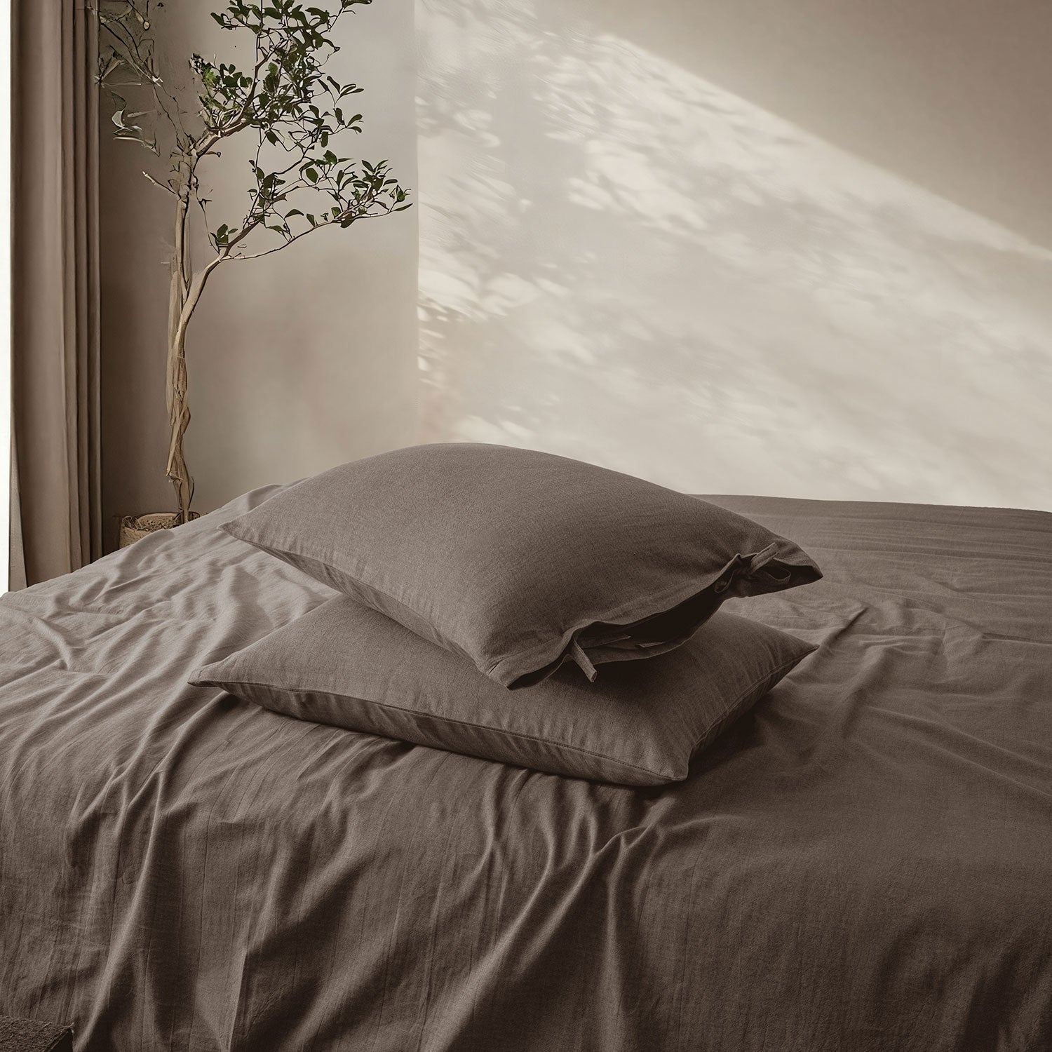LINEN COTTON BEDSHEETS - EVERYDAY SOFTNESS DARK BROWN