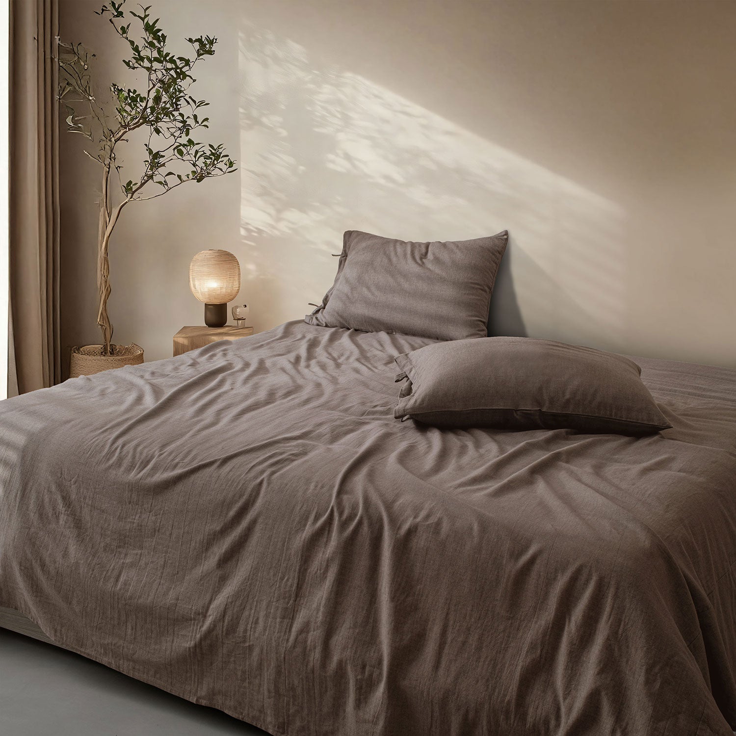 LINEN COTTON BEDSHEETS - EVERYDAY SOFTNESS DARK BROWN