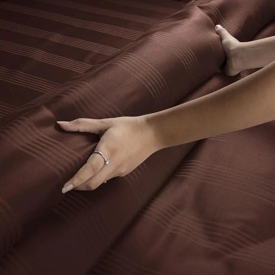 Spread Spain 450 TC Premium Cotton Barcode Bedding Choco - grahsajja