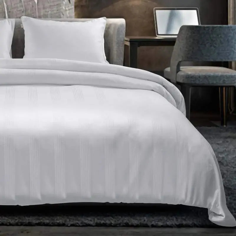 Spread Spain 450 TC Premium Cotton Barcode Bedding White - grahsajja