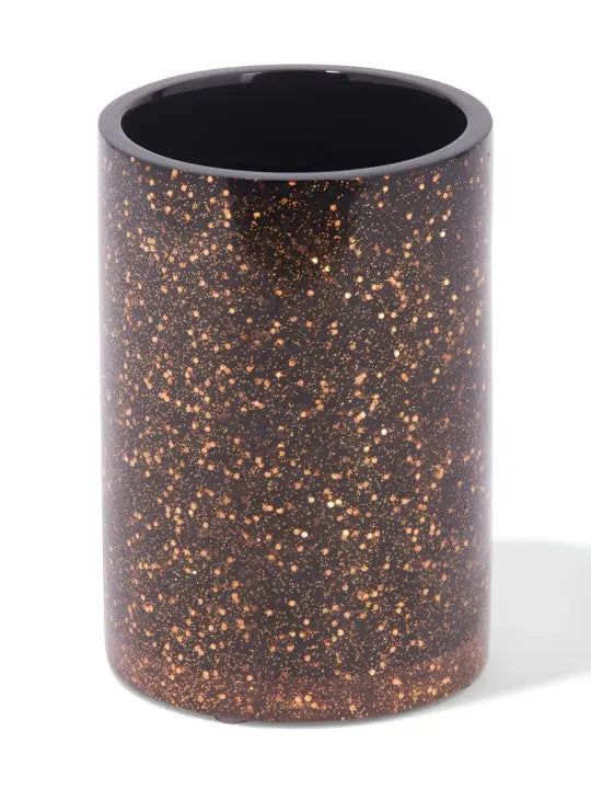 Copper-Toned & Black 4 pieces Textured Polyresin Bath Accessories Set - grahsajja