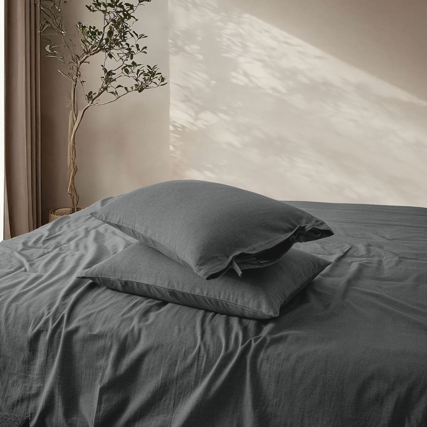 LINEN COTTON BEDSHEETS - EVERYDAY SOFTNESS GREY