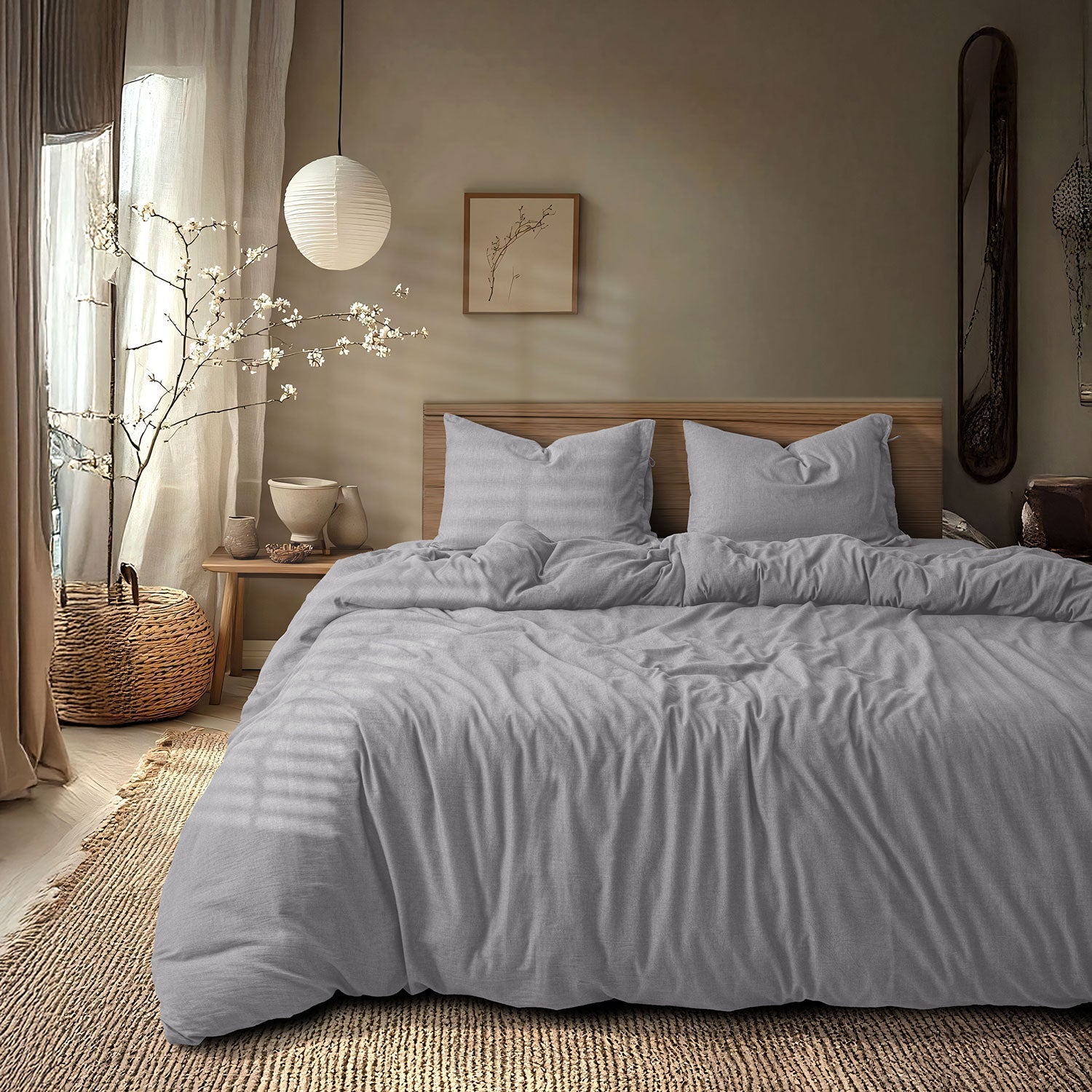 LINEN COTTON BEDSHEETS - EVERYDAY SOFTNESS LIGHT GREY