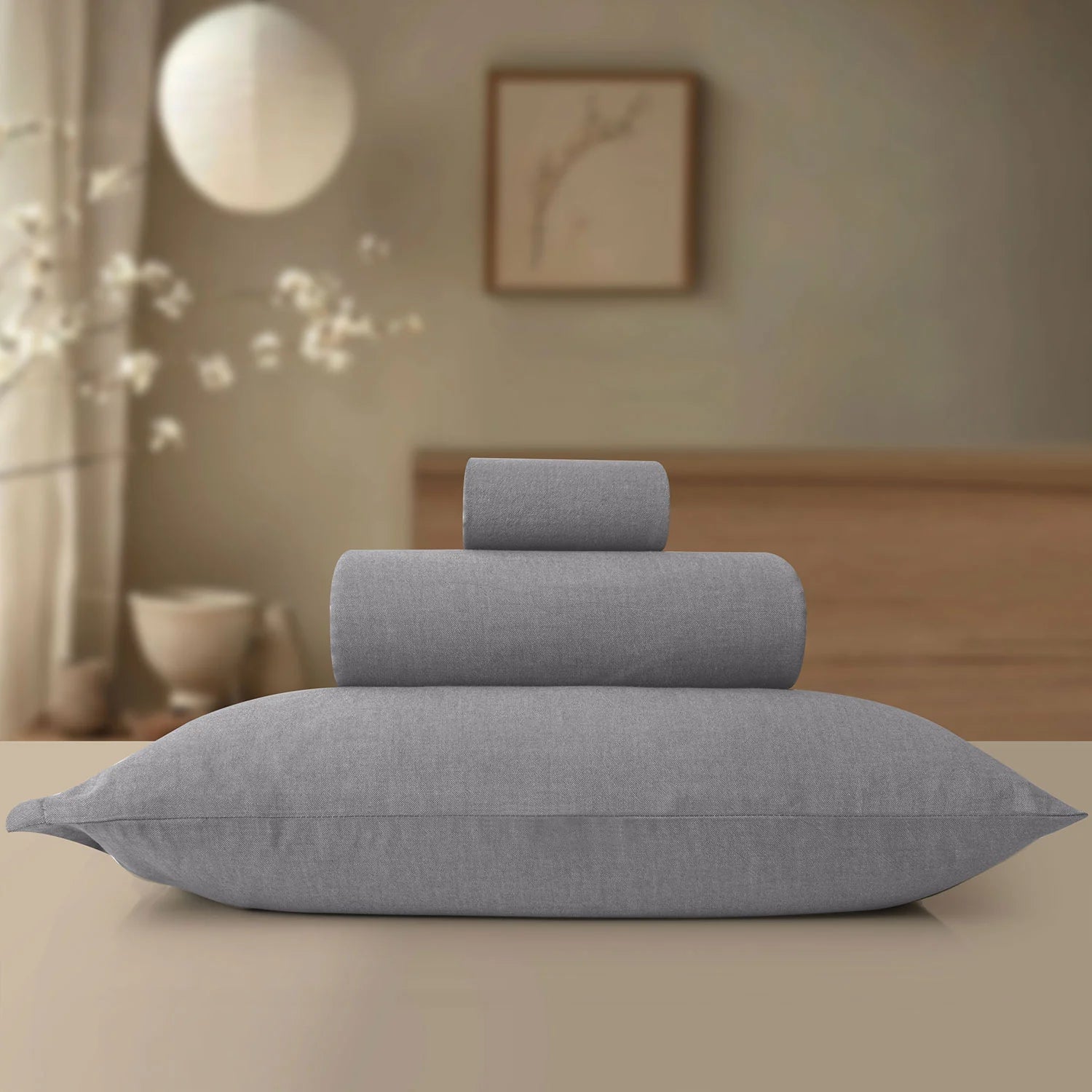 LINEN COTTON BEDSHEETS - EVERYDAY SOFTNESS LIGHT GREY