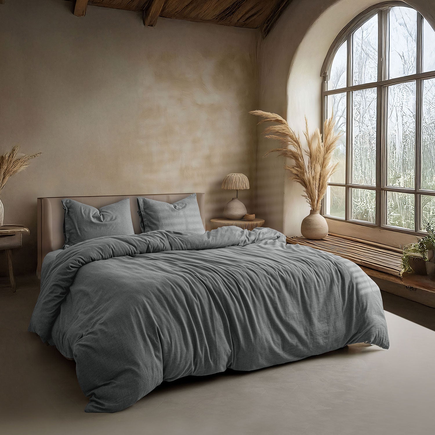 LINEN COTTON BEDSHEETS - EVERYDAY SOFTNESS GREY