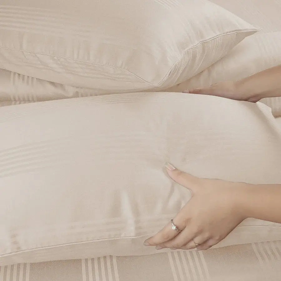 Spread Spain 450 TC Premium Cotton Barcode Bedding Champagne - grahsajja