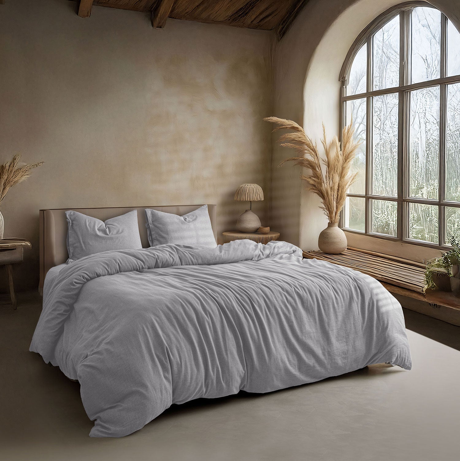 LINEN COTTON BEDSHEETS - EVERYDAY SOFTNESS LIGHT GREY