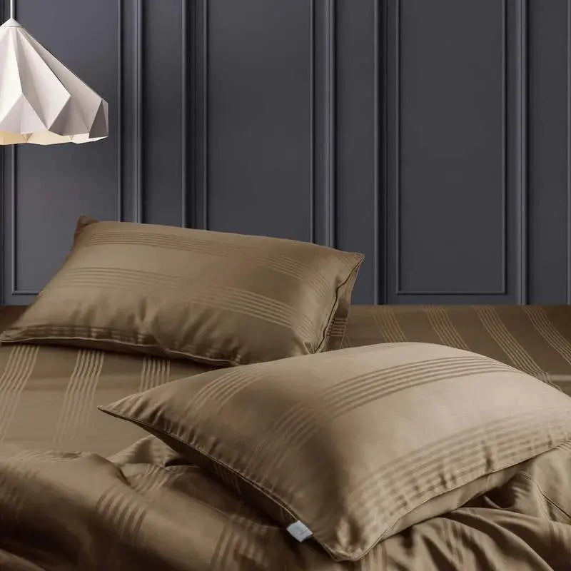 Spread Spain 450 TC Premium Cotton Barcode Bedding Brown - grahsajja