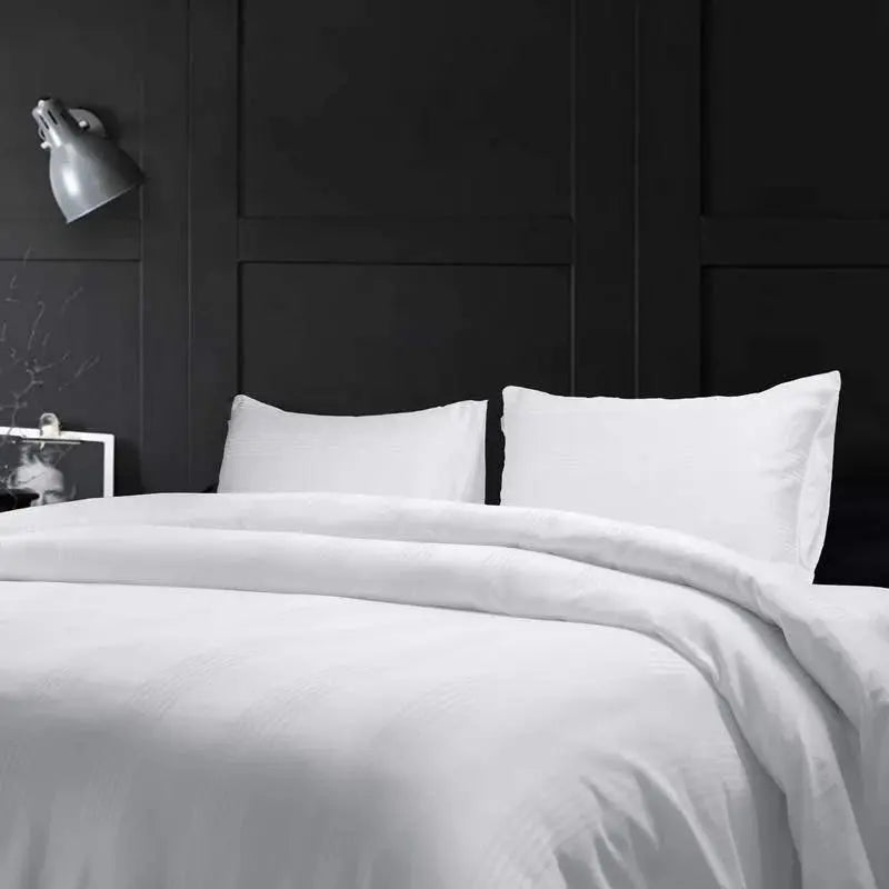 Spread Spain 450 TC Premium Cotton Barcode Bedding White - grahsajja