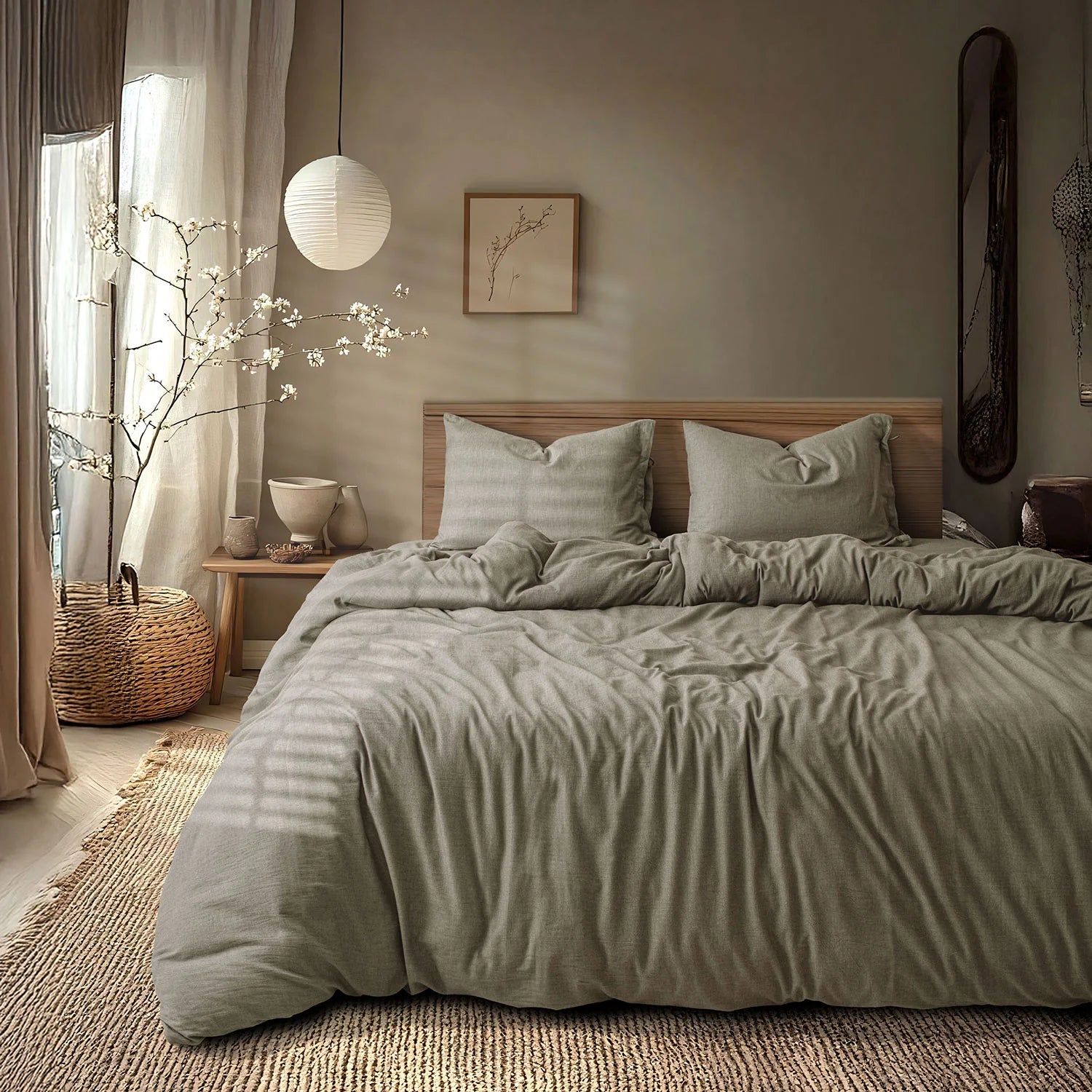 LINEN COTTON BEDSHEETS - EVERYDAY SOFTNESS OLIVE