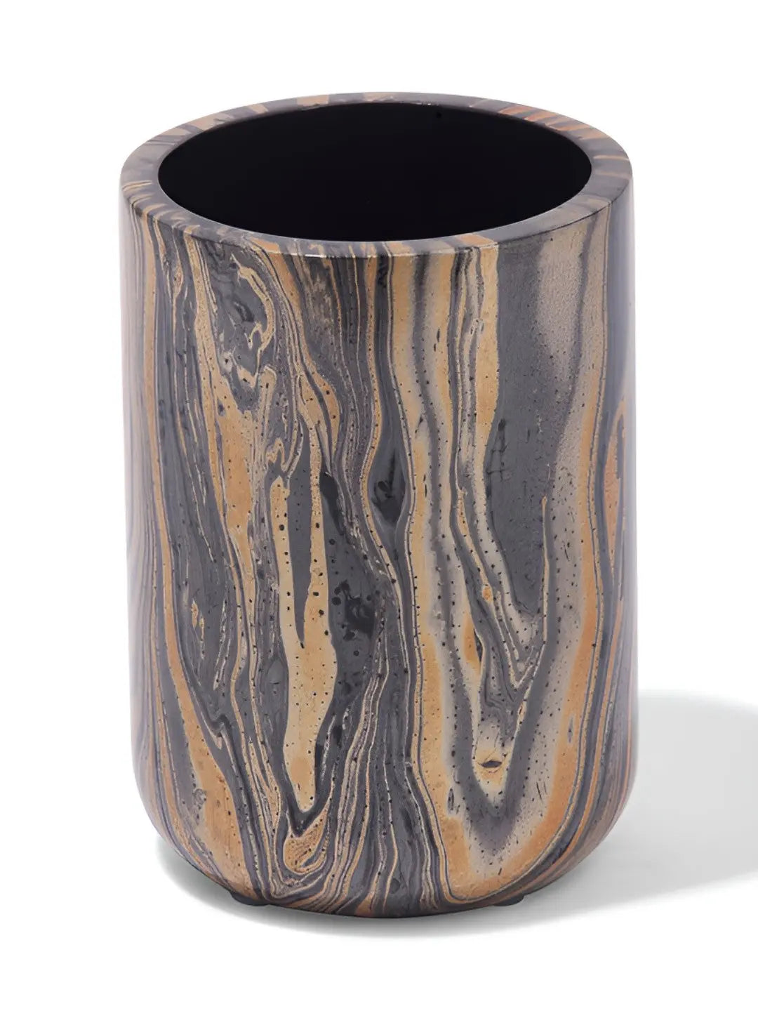 Black & Brown 4 piece Abstract Polyresin Bath Accessories Set - grahsajja