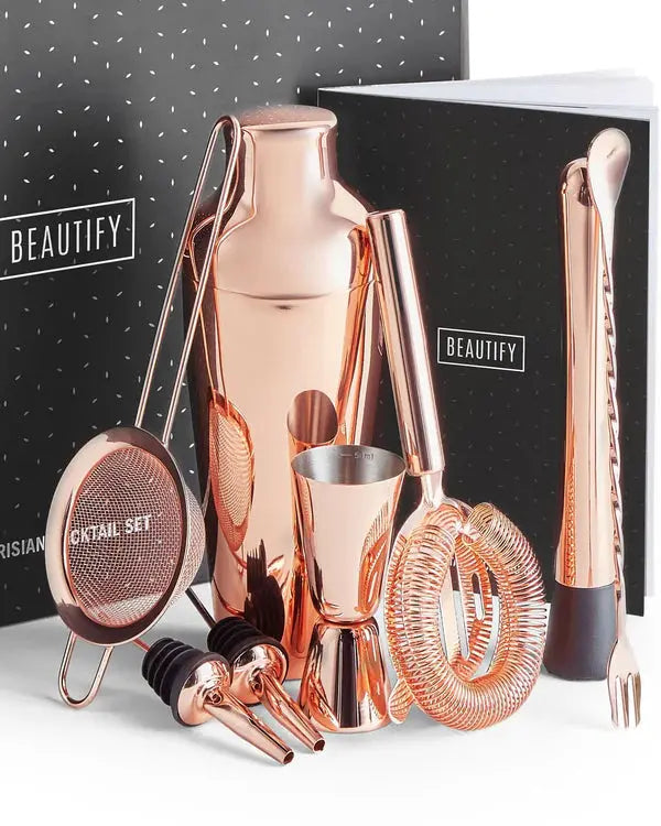 Parisian Matte Rose Gold Cocktail Set VonShef