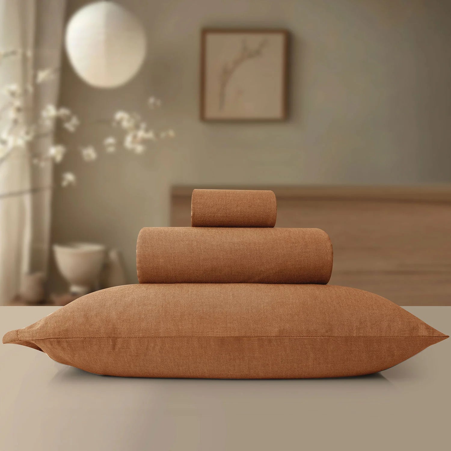 LINEN COTTON BEDSHEETS - EVERYDAY SOFTNESS RUST