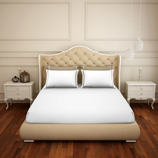 Spaces Hygro Cotton King Size Bedsheet Dark White with 4PCs Pillow Cover - grahsajja