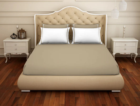 Spaces Hygro Cotton King Size Bedsheet Dark Brown with 4PCs Pillow Cover - grahsajja