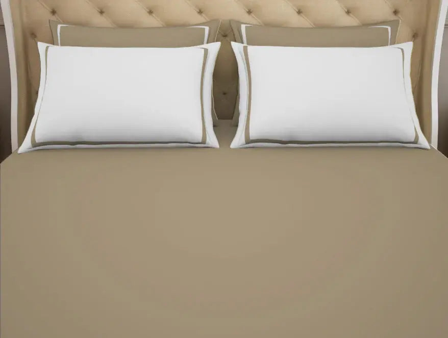 Spaces Hygro Cotton King Size Bedsheet Dark Brown with 4PCs Pillow Cover - grahsajja