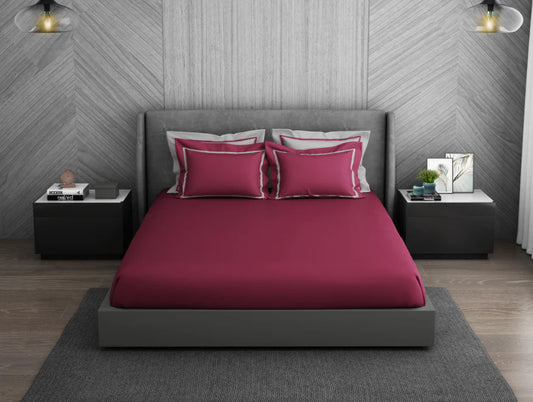 Spaces Hygro Cotton King Size Bedsheet Dark Violet with 4PCs Pillow Cover - grahsajja