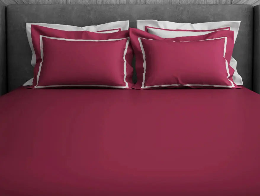 Spaces Hygro Cotton King Size Bedsheet Dark Violet with 4PCs Pillow Cover - grahsajja