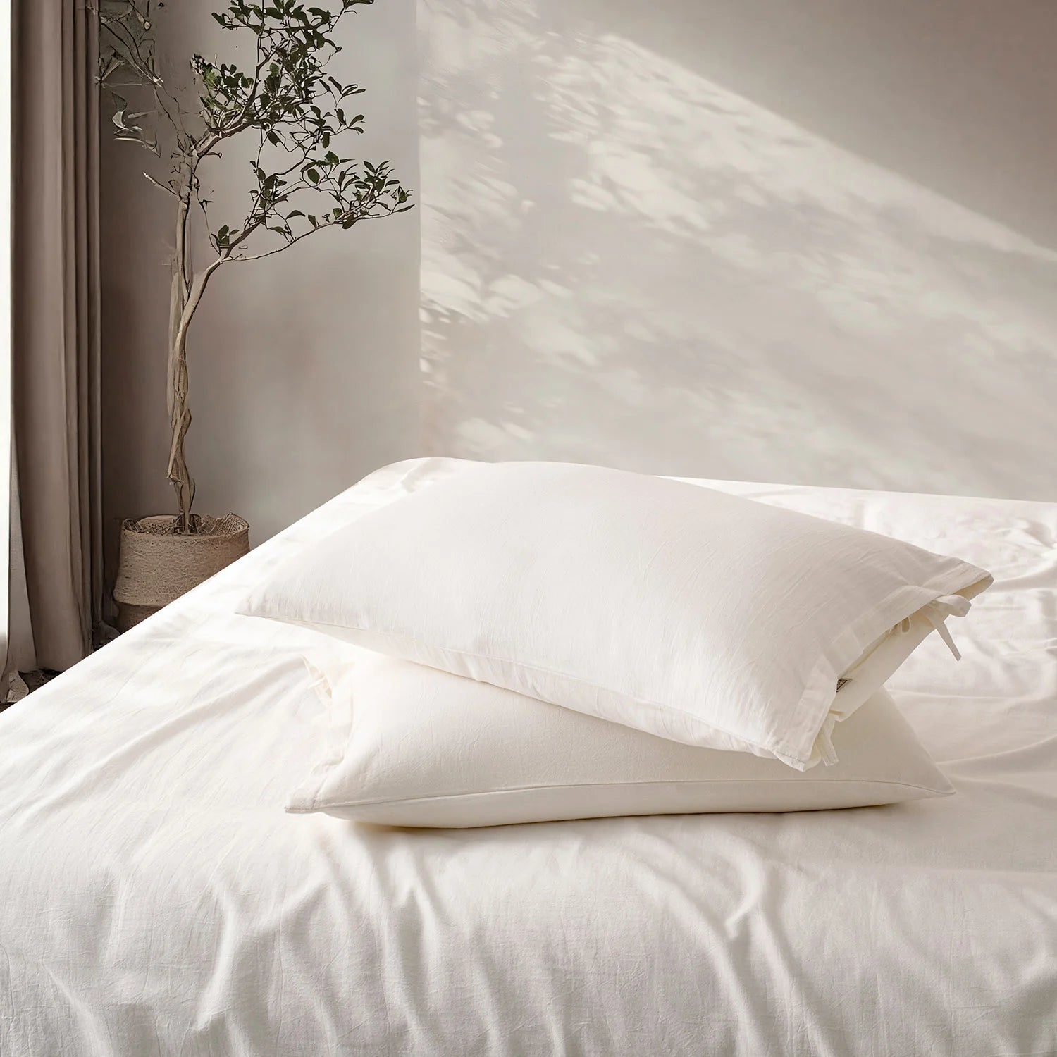 LINEN COTTON BEDSHEETS - EVERYDAY SOFTNESS OFF WHITE