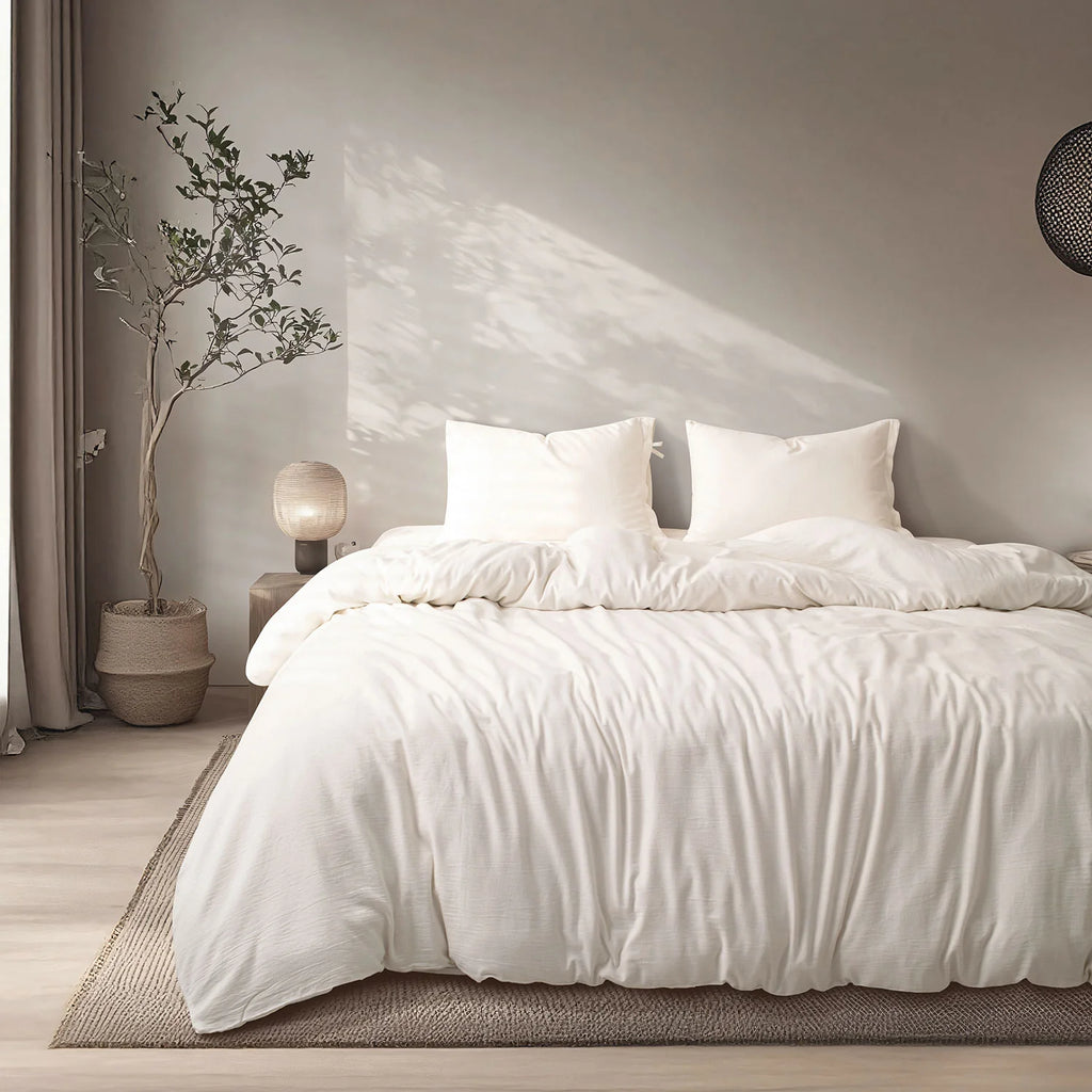 LINEN COTTON BEDSHEETS - EVERYDAY SOFTNESS OFF WHITE