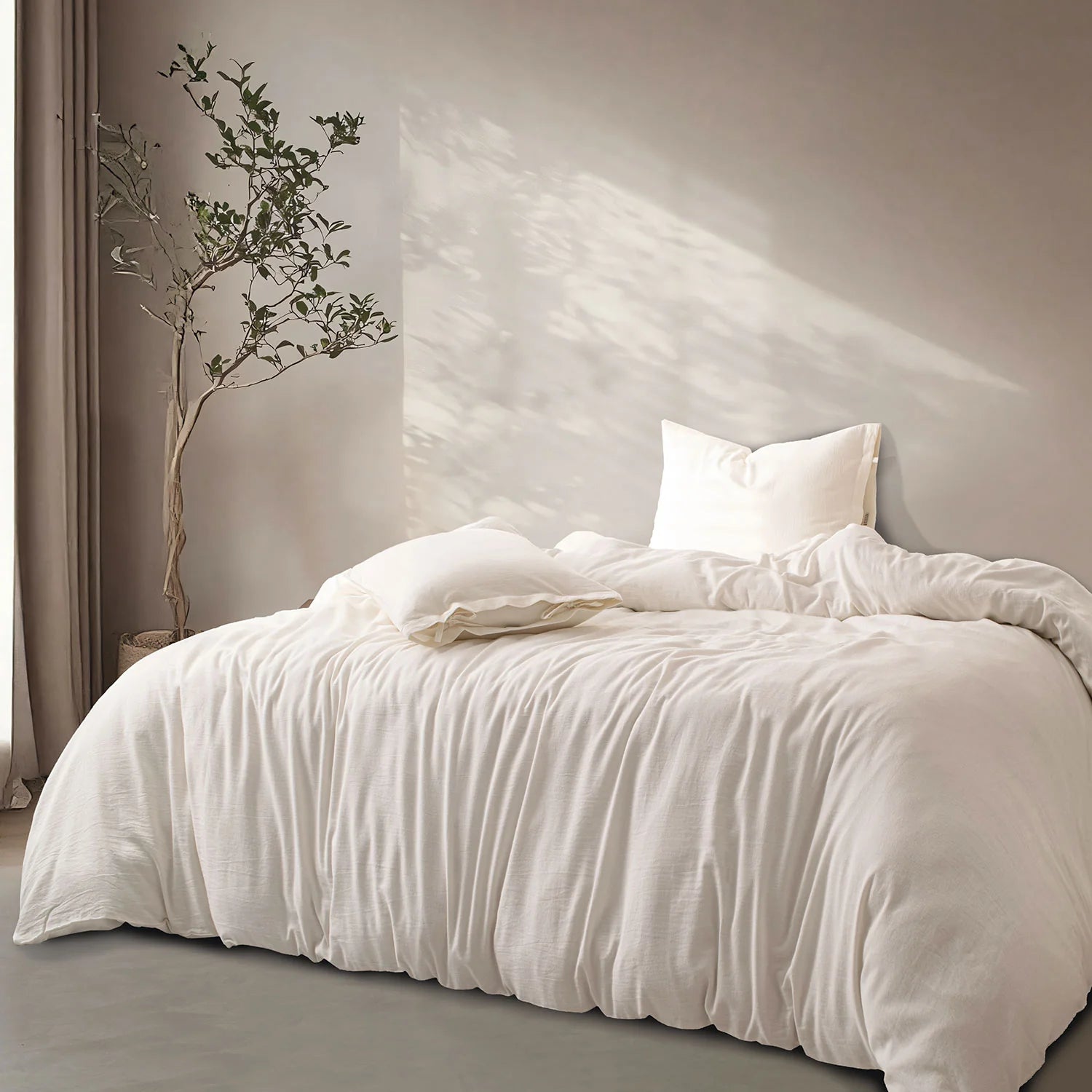 LINEN COTTON BEDSHEETS - EVERYDAY SOFTNESS OFF WHITE