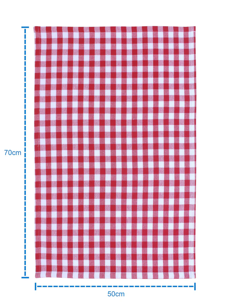 Linen Tea towel Gingham Pack Of 4 Pink - grahsajja