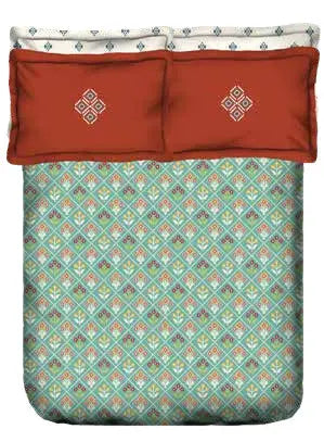 Portico Patola Collection Super King Size Beddsheet with 4 Pcs Pillow Cover - grahsajja