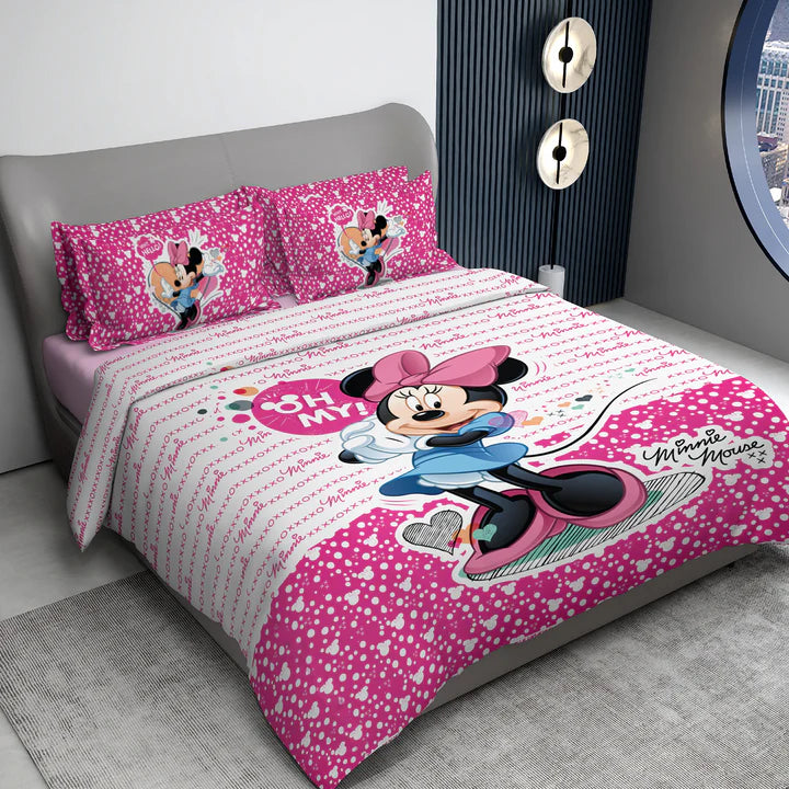 Disney Minnie Mouse Digital Printed 300TC Cotton Bedsheet