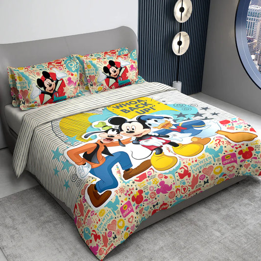 Disney Mickey Mouse Digital Printed 300TC Cotton Bedsheet (Backup)