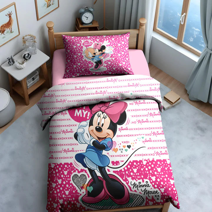 Disney Minnie Mouse Digital Printed 300TC Cotton Bedsheet