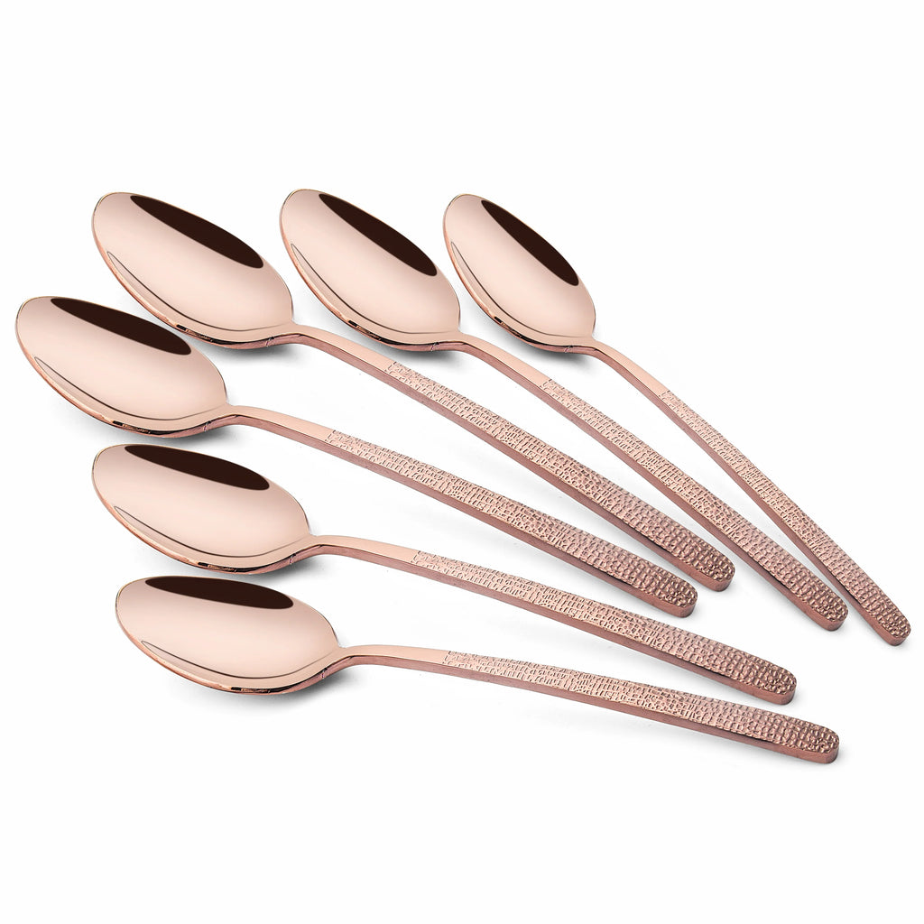 Chef Vicky Ratnani's Signature Collection By FnS Sorrento Rose Gold Stainless Steel Dessert Spoon 6 Pcs Set