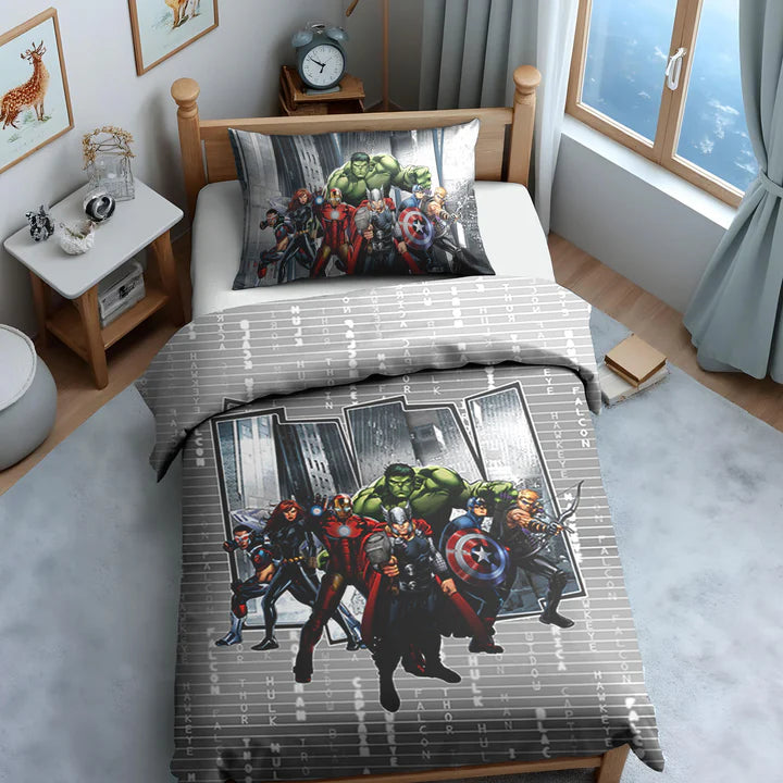 Marvel Avengers Digital Printed 300TC Cotton Bedsheet (Grey)