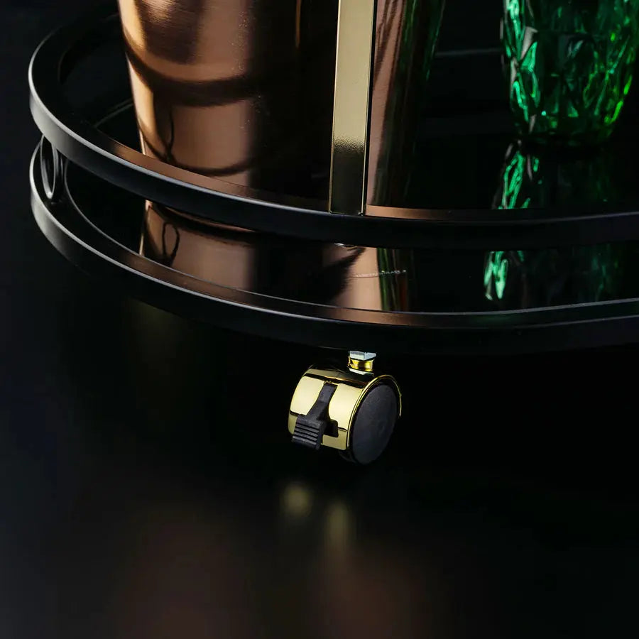 Sleek Black Serving Cart with Gold Trim - grahsajja