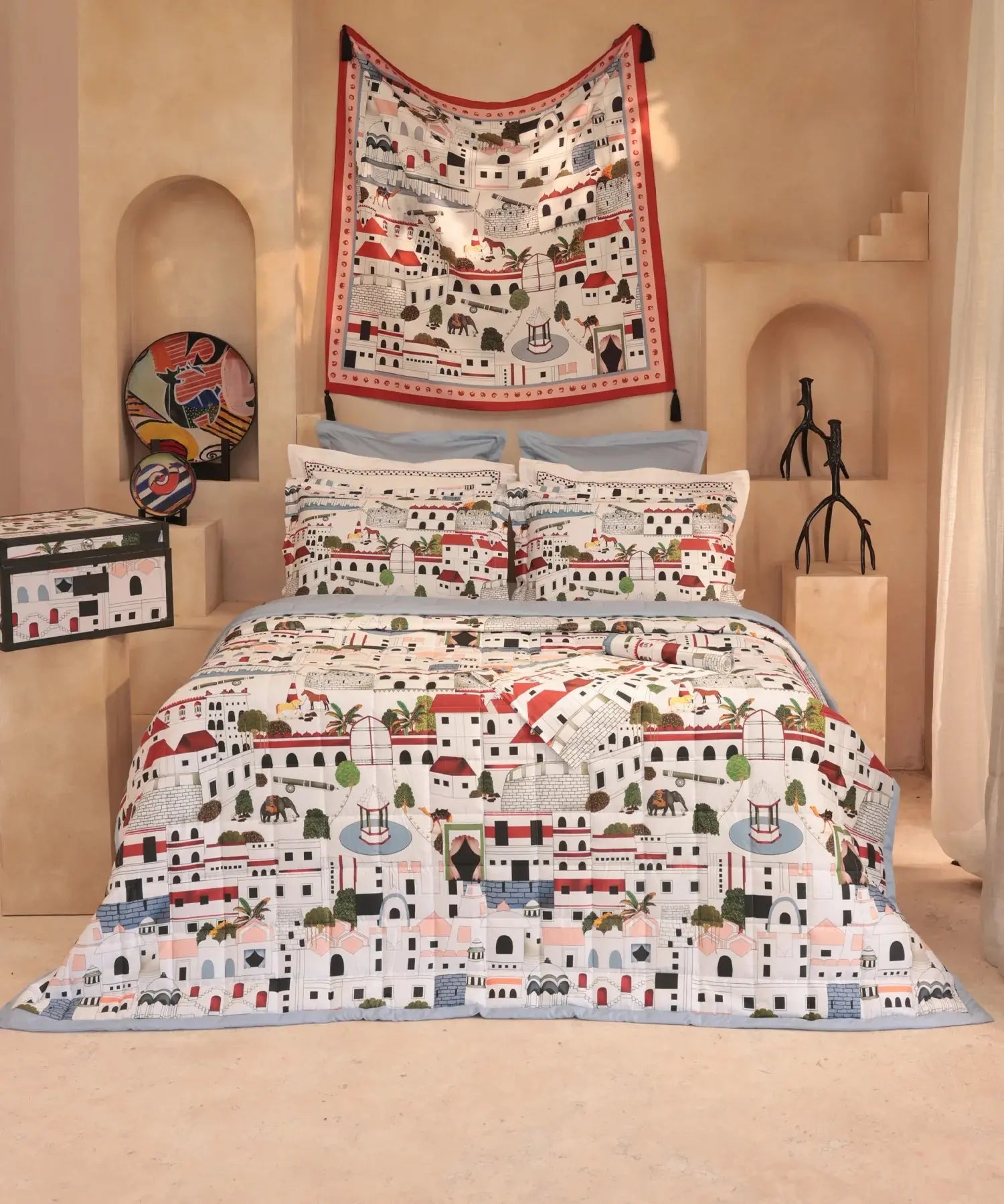 Shivan & Narresh for myTrident King Bedsheet with 4 pillow covers, 400TC, JAISCAPE Trident
