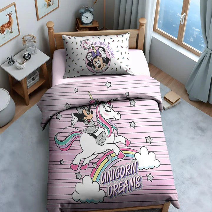 Disney Minnie & Unicorn Digital Printed 300TC Cotton Bedsheet