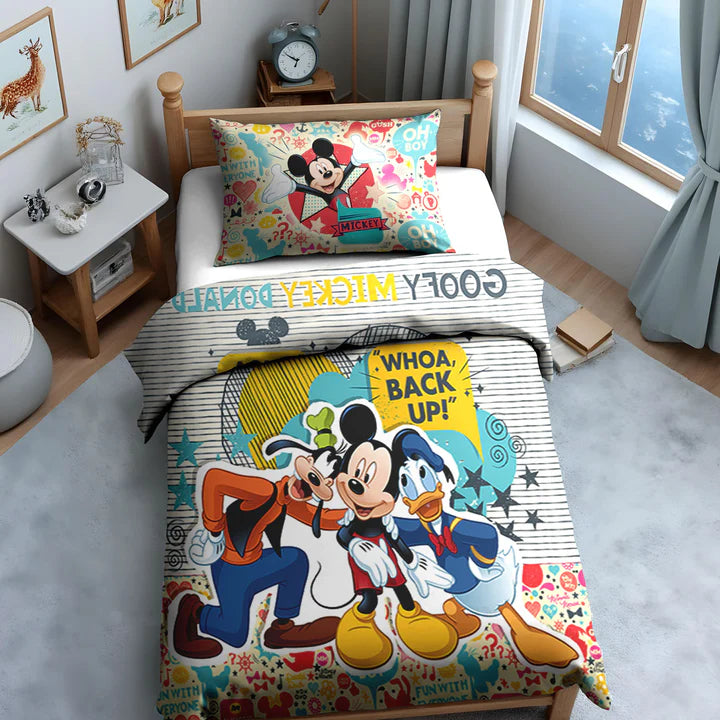 Disney Mickey Mouse Digital Printed 300TC Cotton Bedsheet (Backup)